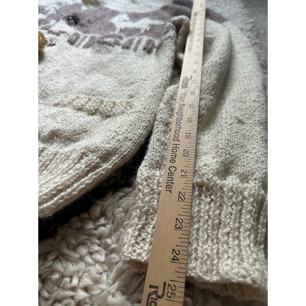 Vintage cowichan cardigan sweater wool Reindeer Tan/Cream/Brown natural undyed - Picture 8 of 9